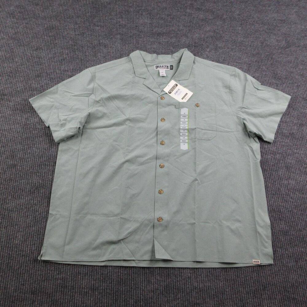 Duluth Trading Co Shirt Mens 2XL Green Breezeshooter Camp Collar Untucked NWT
